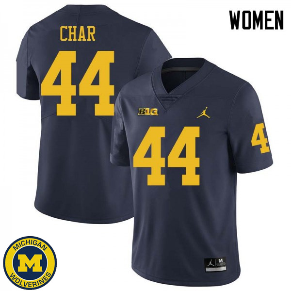 Womens Michigan Wolverines #44 Jared Char Navy Jordan Brand University Jersey